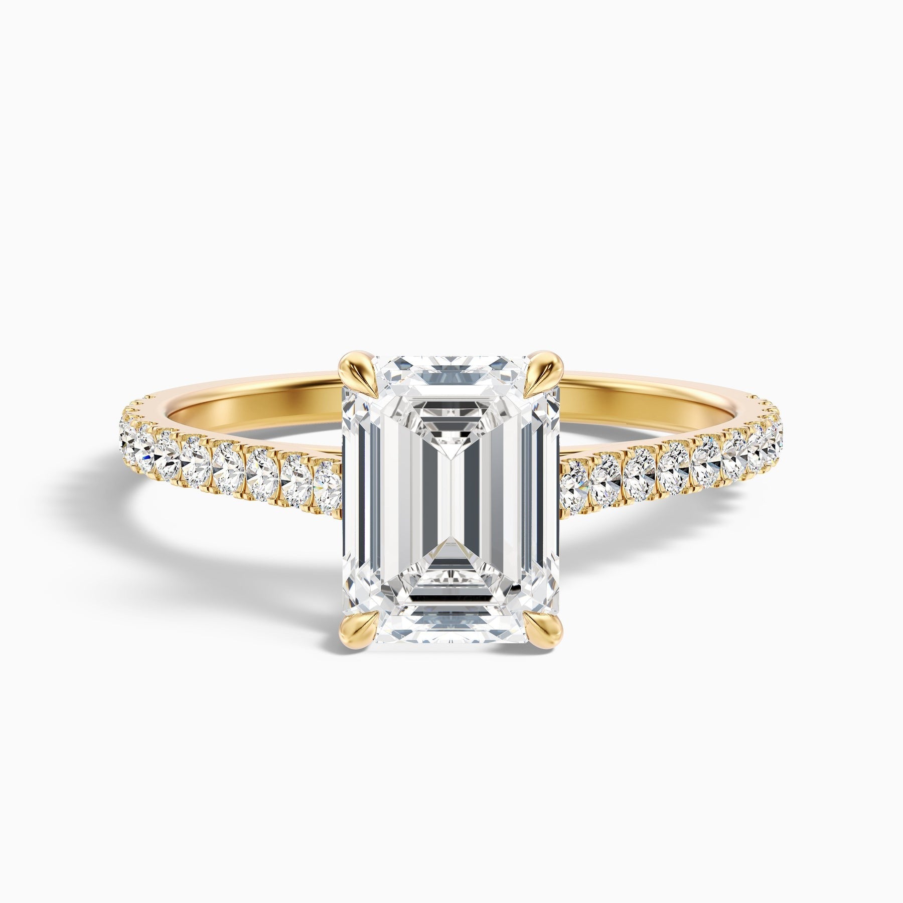 Imperial Emerald Cut Side Stone Pave Lab Grown Engagement Ring